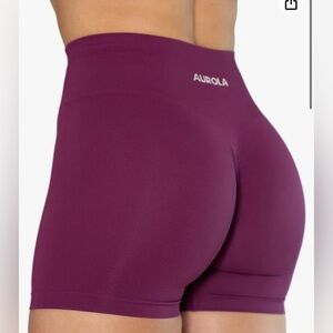 Aurola Dream Seamless Gym Workout Shorts Magenta and Black (2pk)